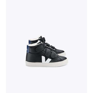 Veja ESPLAR MID FURED LEATHER Kids' High Tops Black | NZ 692VRW